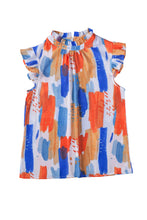 Load image into Gallery viewer, Multicolor Printed Ruffle Flutter Sleeve Tank Top
