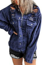 Load image into Gallery viewer, Distressed Buttons Chest Pockets Denim Jacket
