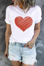 Load image into Gallery viewer, Heart Shape Glitter Patter Print Short Sleeve T Shirt
