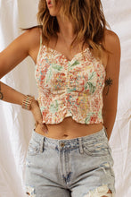 Load image into Gallery viewer, Floral Print Smocked Ruched Tank Top
