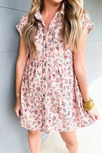Load image into Gallery viewer, Short Sleeve Flap Pockets Shirt Floral Dress
