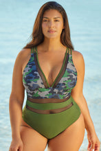 Load image into Gallery viewer, Army Green Camo Patchwork One Piece Swimsuit

