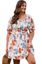 Load image into Gallery viewer, Floral Smocked Flared Plus Size Dress
