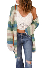 Load image into Gallery viewer, Striped Color Block Hollowed Knit Cardigan
