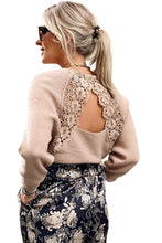 Load image into Gallery viewer, V Neck Lace Patch Hollow-out Back Sweater
