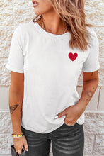 Load image into Gallery viewer, Valentines Heart Pattern Embroidery T Shirt
