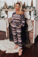 Load image into Gallery viewer, Christmas Snowflake Print Long Sleeve and Joggers Lounge Set
