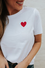 Load image into Gallery viewer, Valentines Heart Pattern Embroidery T Shirt
