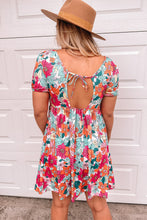 Load image into Gallery viewer, Multicolor Floral Print Tie Back Short Sleeve Dress
