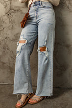Load image into Gallery viewer, Distressed Frayed Hem Holed Straight Leg Loose Jeans
