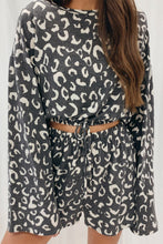 Load image into Gallery viewer, Animal Print Long Sleeves Pullover and Shorts Lounge Set
