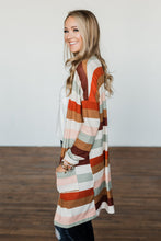 Load image into Gallery viewer, Multicolor Striped Print Pockets Open Front Cardigan

