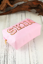 Load image into Gallery viewer, SKIN Embroidered Patch Zipped Cosmetic Bag 19*7*12cm
