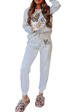 Load image into Gallery viewer, BE Kind Leopard Heart Graphic Pullover and Joggers Lounge Set

