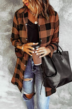 Load image into Gallery viewer, Turn-down Collar Plaid Shirt Coat
