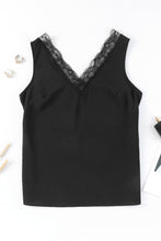 Load image into Gallery viewer, Lace Splicing Open Back V Neck Tank Top
