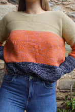 Load image into Gallery viewer, Color Block Netted Texture Pullover Sweater
