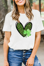 Load image into Gallery viewer, Clover Leopard Heart Shaped Print Crewneck Graphic Tee
