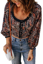 Load image into Gallery viewer, Frilled Paisley Floral Print Crop Top
