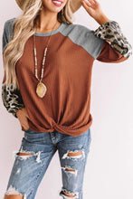 Load image into Gallery viewer, Long Sleeve Waffle Knit Orange Blouse with Twist Knot
