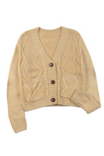 Load image into Gallery viewer, Beige Front Pockets Buttons Textured Cardigan
