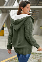 Load image into Gallery viewer, Army Green Fur Hood Horn Button Sweater Cardigan
