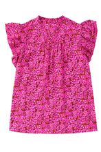 Load image into Gallery viewer, Floral Print Ruffle Sleeve Plus Size Shift Top
