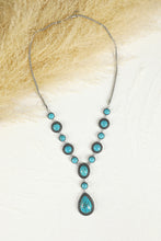 Load image into Gallery viewer, Crackle Turquoise Water Drop Charm Necklace
