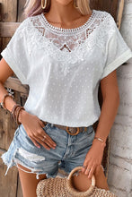Load image into Gallery viewer, Lace Swiss Dot Cuffed Sleeves Top
