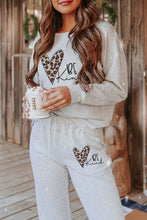Load image into Gallery viewer, BE Kind Leopard Heart Graphic Pullover and Joggers Lounge Set
