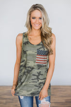 Load image into Gallery viewer, Stars Stripes Pocket Camo Tank Top
