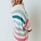 Multicolor Striped Knit Top with Chest Pocket