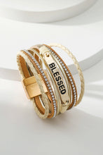 Load image into Gallery viewer, BLESSED Rhinestone Leather Layered Bracelet
