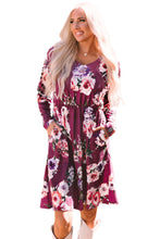 Load image into Gallery viewer, Long Sleeve High Waist Floral Dress
