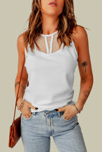 Load image into Gallery viewer, Strappy Mesh Splicing Ribbed Tank Top
