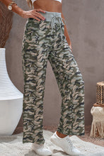 Load image into Gallery viewer, Camouflage Print Drawstring Waist Wide Leg Pants
