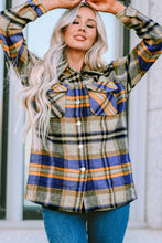 Load image into Gallery viewer, Geometric Plaid Print Pocketed Shacket

