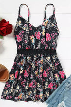 Load image into Gallery viewer, Lace Contrast Floral Peplum Tank Top
