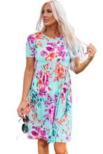 Load image into Gallery viewer, Short Sleeve High Waist Floral T-shirt Dress
