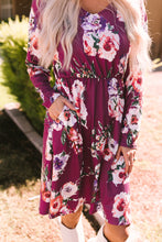 Load image into Gallery viewer, Long Sleeve High Waist Floral Dress
