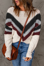 Load image into Gallery viewer, Chevron Striped Drop Shoulder Sweater
