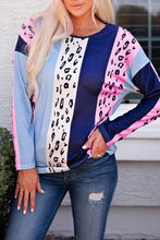 Load image into Gallery viewer, Color Block Leopard Long Sleeve Blouse
