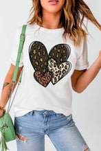 Load image into Gallery viewer, Leopard Heart Shaped Print Short Sleeve Graphic Tee
