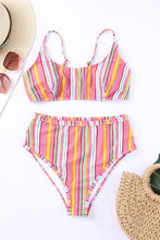 Load image into Gallery viewer, Stripe High Waist Stripe Bikini Set
