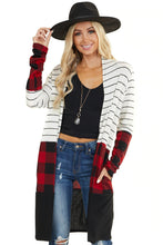 Load image into Gallery viewer, Plaid Colorblock Striped Cardigan
