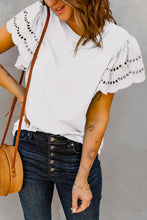 Load image into Gallery viewer, Hollow Out Ruffle Sleeve T-shirt
