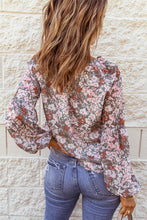 Load image into Gallery viewer, Multicolor Floral Print V Neck Long Puff Sleeve Top
