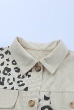 Load image into Gallery viewer, Leopard Print Detail Pocketed Corduroy Jacket
