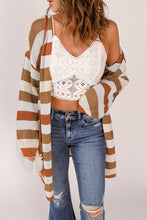 Load image into Gallery viewer, Striped Color Block Hollowed Knit Cardigan
