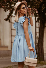 Load image into Gallery viewer, Flutter Sleeve Ruched Denim Casual Dress
